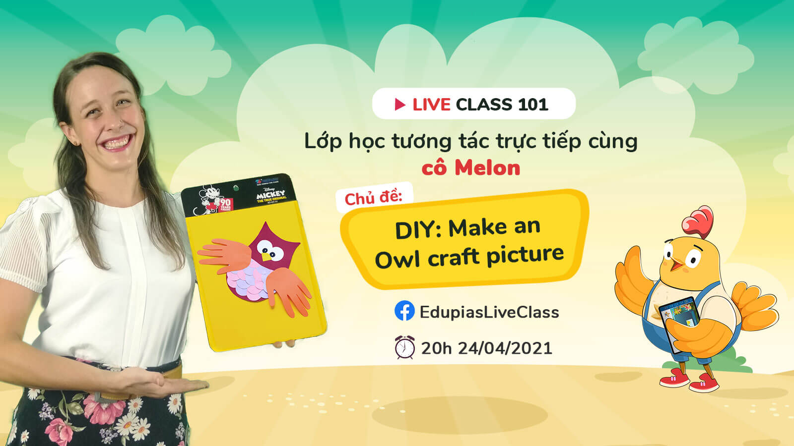 Live class tuần 101 - Chủ đề: DIY: Make an Owl craft picture